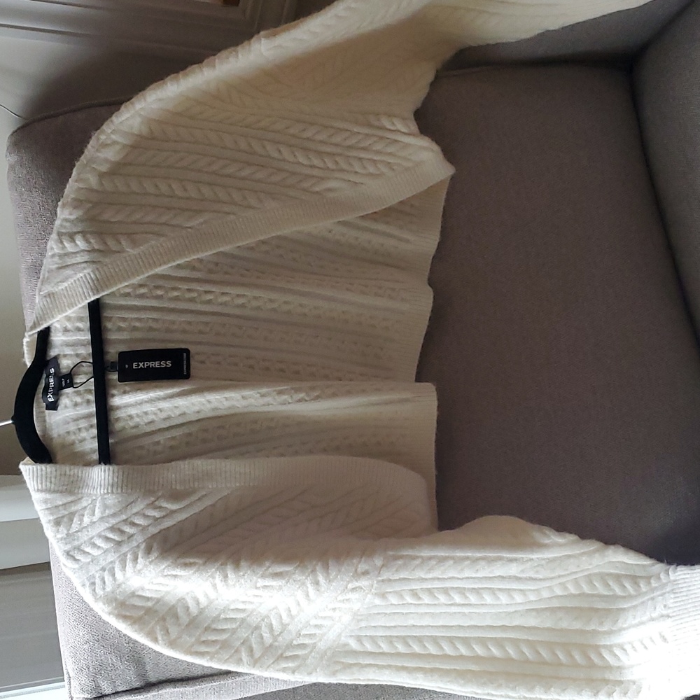 Express Cable Knit Shrug Sweater Ivory Cream XL